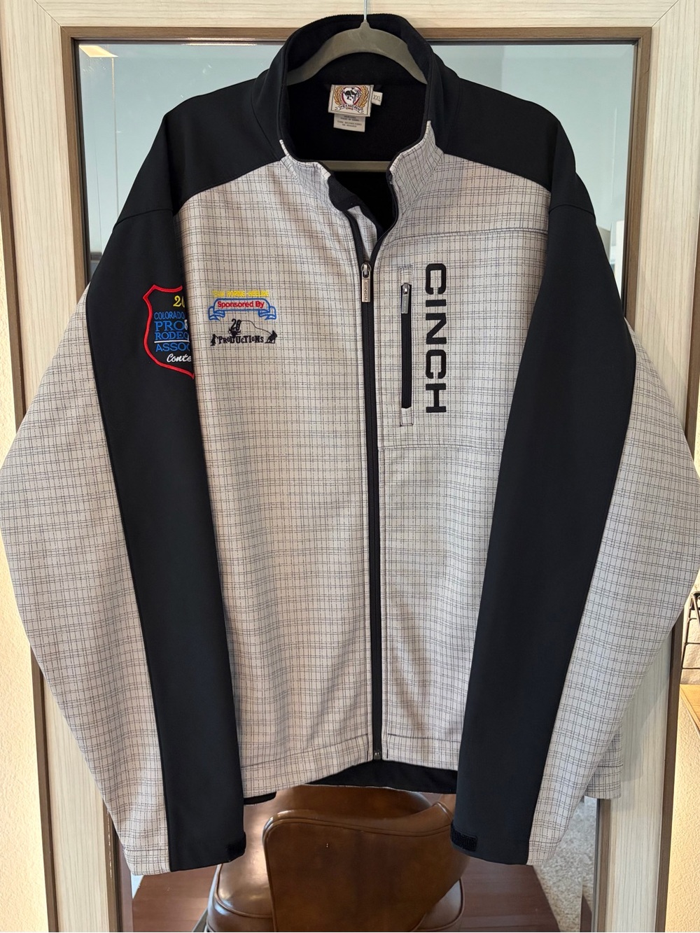 Cinch Men's Jacket Colorado Pro Rodeo Gray Check Pockets Team Roper Size XXL